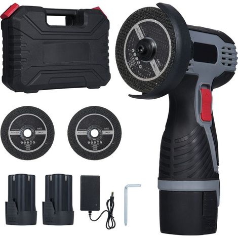 Meuleuse d\'angle sans fil 28 000 tr/min, mini-meuleuse d\'angle avec batterie 16,8 V 2 x 1 500 mAh, lames de coupe et affichage numérique LED pour la découpe de briques et de bois polis (1/5)