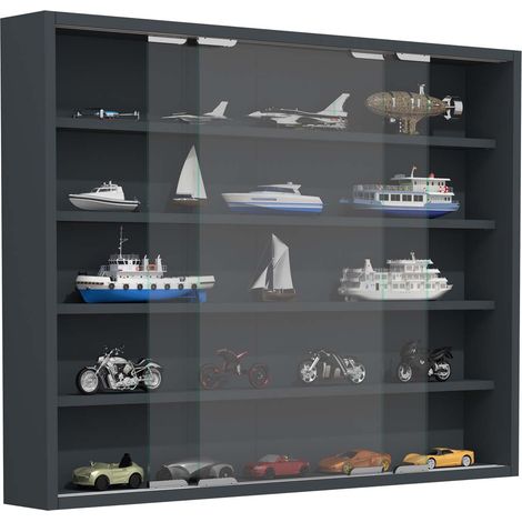 Ebuy24 – Vitrine murale suspendue en verre – 4 étagères – Dimensions H. 60 x L. 77 x P. 10 cm – Montage mural rapide – Design intemporel