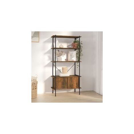 Étagère à 5 niveaux armoire 80x40x163 Acier bois d'ingénierie (1/5)