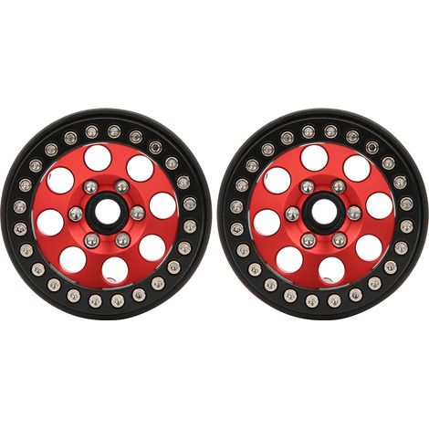Stück 1,9 Zoll Radnaben aus Aluminiumlegierung ohne Klebstoff für RC-Autos, 8 runde Lochzubehörteile (schwarz rot) (1/5)