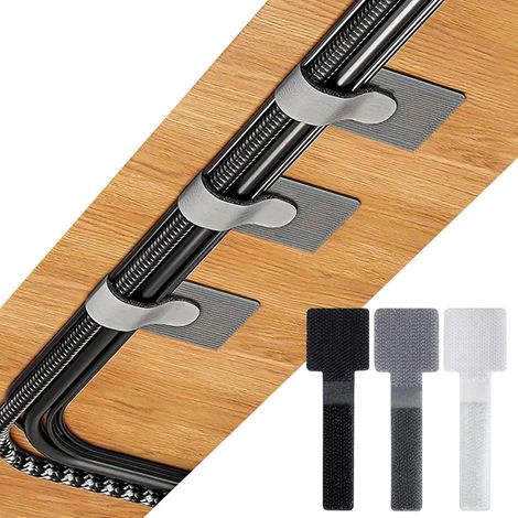 Lot de 50 attaches Velcro noires pour la gestion des câbles sous le bureau. (1/5)