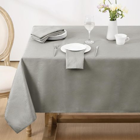 1 Nappe Carrée 80x80 cm Grise Jacquard Déperlante Anti Tache Intérieur Extérieur Cuisine Fête