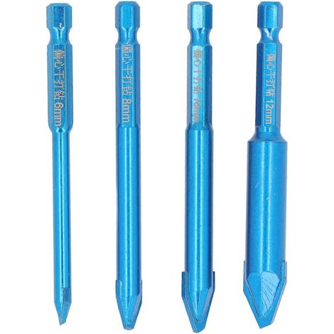 4-teiliges Set Steinbohrer, multifunktionaler blauer Glasbohrer für Beton, Glas und Marmor