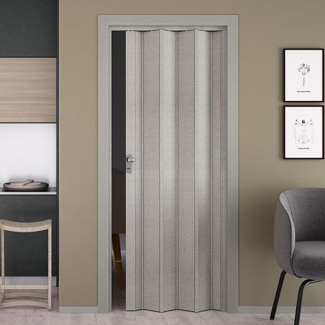 Porta a Soffietto da Interno 88,5x214 cm in PVC Florance Tessuto Grigio (1/3)