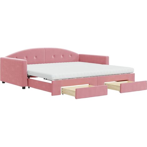Maison Exclusive - Divano Letto Estraibile con Cassetti Rosa 100x200 cm Velluto (1/5)