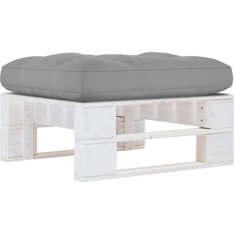 vidaXL Pouf palette de jardin Bois de pin imprégné de blanc (1/5)