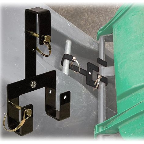 1PCS Attache d'attelage de tracteur, transporteur d'attelage universel pour poubelle Crochets de connecteur de canette en acier, Installation facile, pour poubelle à plusieurs roues, conteneurs recy (1/5)