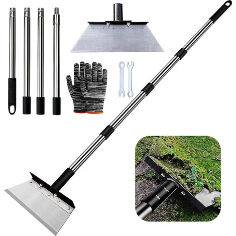 Pala para desherbar con mango de 163 cm, pala de limpieza de jardín de 32 cm, raspador de jardín para malas hierbas y musgo, herramienta para desherbar en la granja.