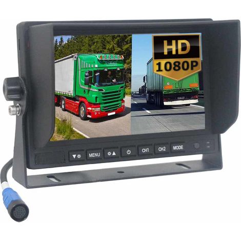 Monitor AHD de alta resistencia de 7 pulgadas, 4 pines, 2 canales con DVR (1/5)