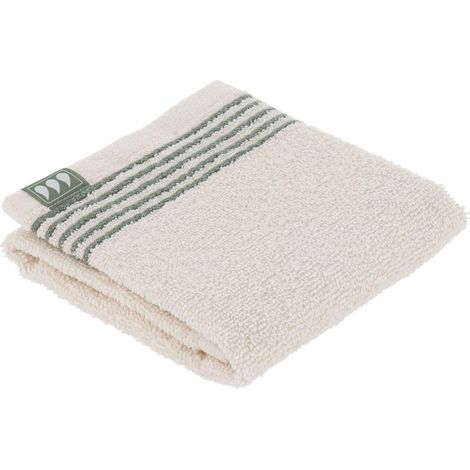 Toalla de invitados rayas 30x50 cm 100% algodón - marfil verde salvia - Tendance (1/4)