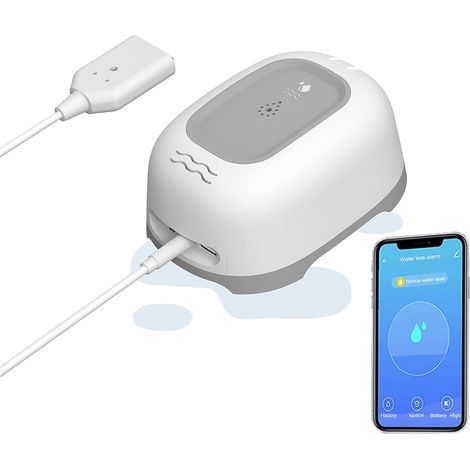 Le détecteur d'eau WiFi Smart Home avertit la cuisine et les dégâts d'eau du soussol Alarme d'eau forte 100 dB Notification push sur smartphone Tuya/Smart Life APP (1/5)