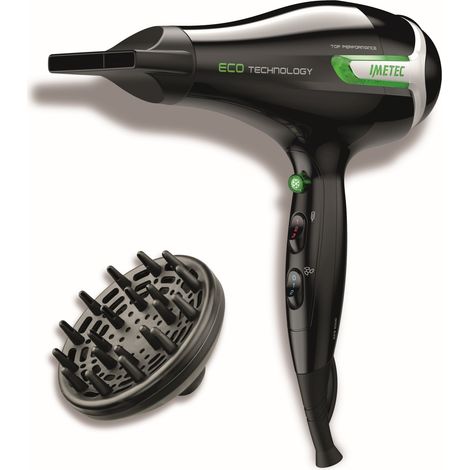Imetec SE91000 ECO SE9 1000 Asciugacapelli 1400 W Eco Technology 8 combinazioni aria temperatura diffusore incluso colore Nero (1/5)