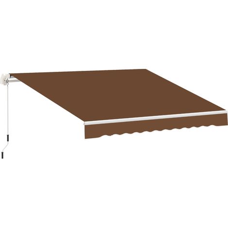 Wandmarkise mit Gelenkarm und Kurbel, robustem Aluminiumrahmen und Polyesterbezug, 295 x 245 cm, Braun