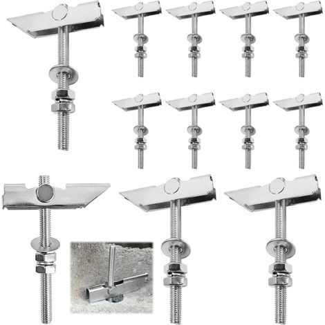 12 Pièces Crochet Plafond, M8 x 100 mm Chevilles Placo Beton Charge Lourde, Fabriqué en Acier au Carbone Galvanisé, Cheville pour Parpaing Creux, Convient aux Murs et Plafond (1/5)
