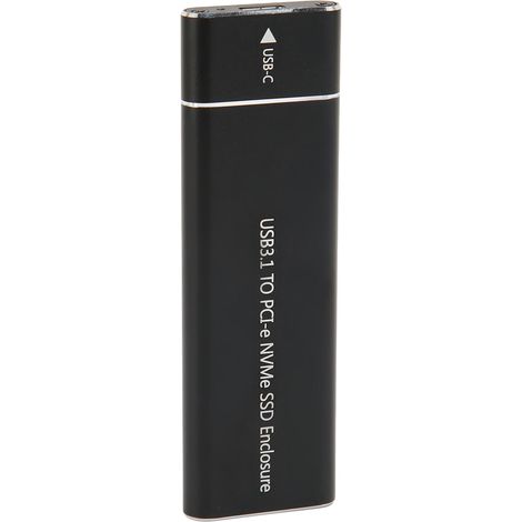 Boîtier SSD M.2 NVMe 10 Gbit/s 2 To USB 3.1 Type C Protocole UASP Boîtier SSD Type C pour SSD 2230 2242 2260 2280 Câble OTG noir (disque dur non inclus) (1/5)