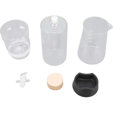 Cafetière filtre 400 ml réutilisable en verre borosilicate haute densité, amovible et réglable, transparente, avec fonction café glacé. (1/5)