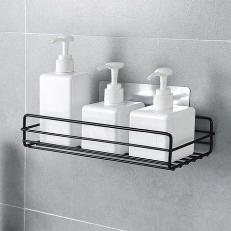 Étagère de salle de bain en fer, support mural sans regrets, support de rangement de shampooing pour coin de cuisine, (1/3)