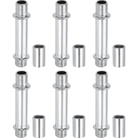 6 Ensemble Droit Tube Lampe Tiges Tige Kit M10 50mm Argenté (1/5)