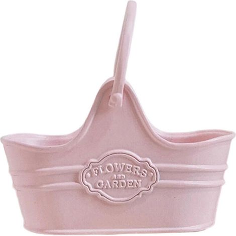 Panier à fleurs miniature en métal, mini panier de pique-nique avec poignées pour maison de poupée-Pink (1/5)