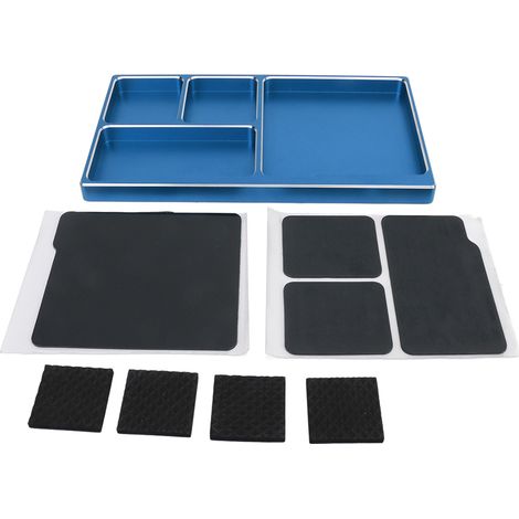 Plateau de vis magnétique en alliage d'aluminium pour maintenance RC, outil de réparation avec disque de rangement, extérieur bleu. (1/5)