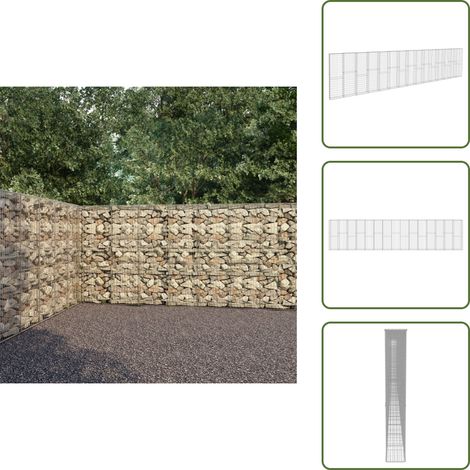 Mur à gabion avec couvercles Acier galvanisé 900x50x200 cm - Mur En Gabion - Cloture Gabion - Clôture Décorative - Panneau De Clôture - Décoration Extérieur (1/5)