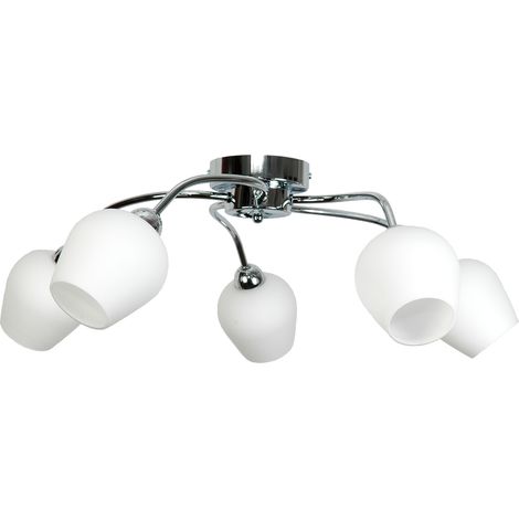 Lámpara de techo cromada con pantalla blanca, Glen 7-290