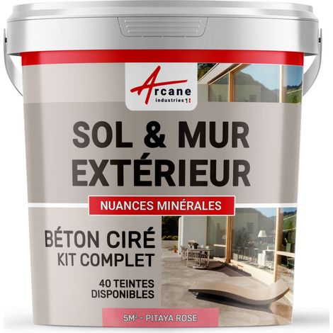 BETON CIRÉ: KIT KUNSTHARZ-BETONBESCHICHTUNG FÜR DRAUSSEN - Böden, Wände, Terrassen, Balkone, Treppen - Pitaya-Rosa - 5 m²-Kit (2 Schichten)