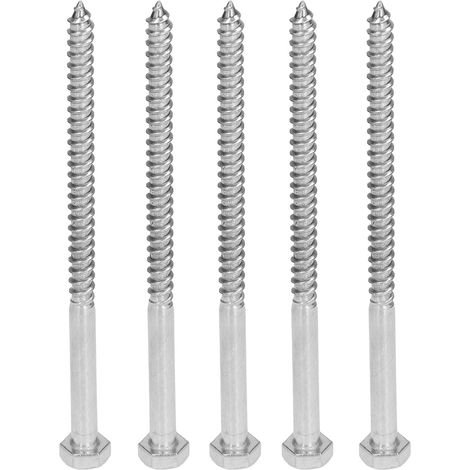 25 vis à bois autoforeuses DIN571 acier inox A2-70 filetage à mi-corps tête hexagonale M8x140 mm pour charpente (1/5)