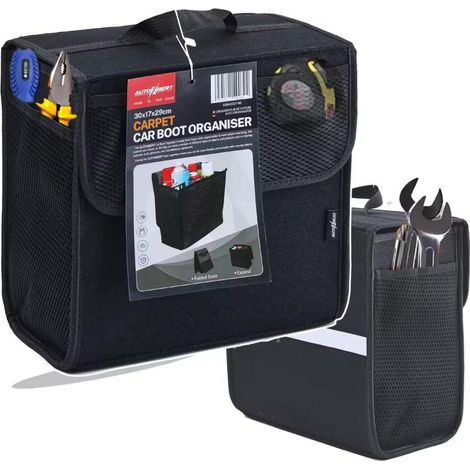 Organisateur de coffre de voiture pliable avec poches filet 30x17x29cm (1/5)