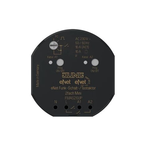 Jung eNet Actuador de conmutación/pulsador inalámbrico 2 veces Mini FM AS 26 UP