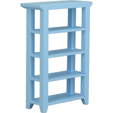 Étagère miniature en bois bleu 4 niveaux pour maison de poupée échelle 1:12, meuble de décoration fleur (1/5)