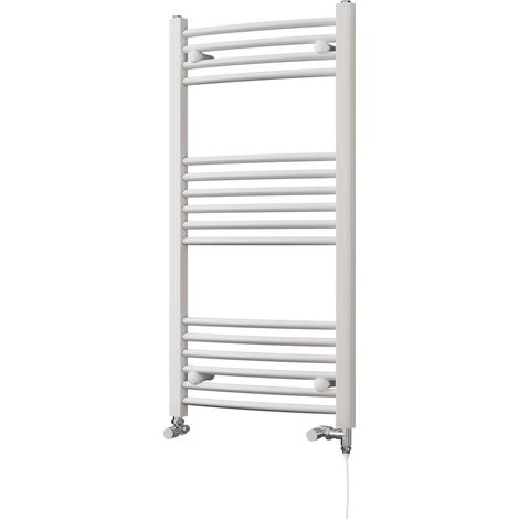 Zennor - White Dual Fuel Towel Rail H1000mm x W500mm Standard - Curved (1/3)