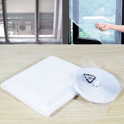 Moustiquaire Fenêtre Ecran Filet Anti-moustique 150cm130cm Blanc (1/4)