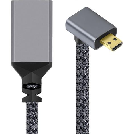 Câble d'extension micro HDMI vers HDMI, micro HDMI 1.4 mâle vers HDMI femelle 4K coudé à 90 degrés (1/5)