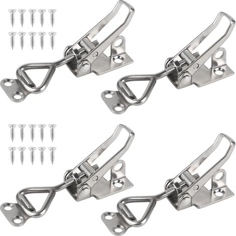 4Pcs Loquet à Bascule Acier Inox Loquet de Serrage Fermeture Capot Fermeture a Levier Capacité de Rétention 100kg 220lbs Menuisier Sauterelles Bascule Pince Réglable pour Armoire Porte (1/5)