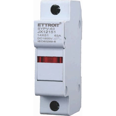 ETTROIT Supporto per fusibili cilindrici portafusibili Base RT18-63  1P DIN 14 x 51mm DC 1000V JX12151 (1/3)