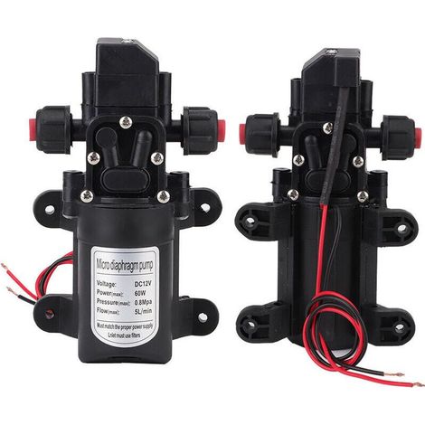 Pompe à eau haute pression, pompe à eau à membrane DC 12V 5L/min, pompe de pulvérisation auto-amorçante, 116 PSI, avec pinces, convient aux applications marines, camping-cars et fourgons aménagés.