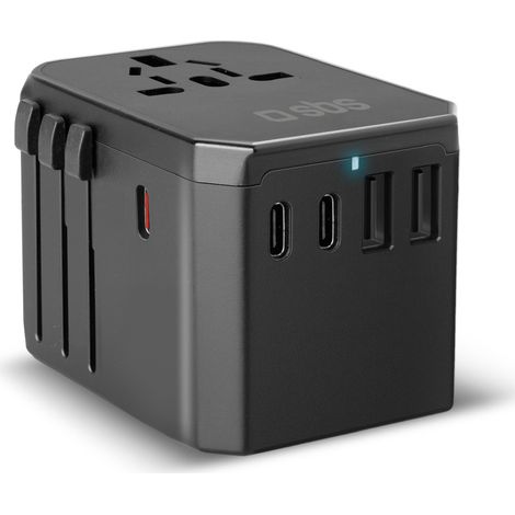 Reiseadapter EU UK US AUS USB-C USB-A GaN 70W - Schwarz