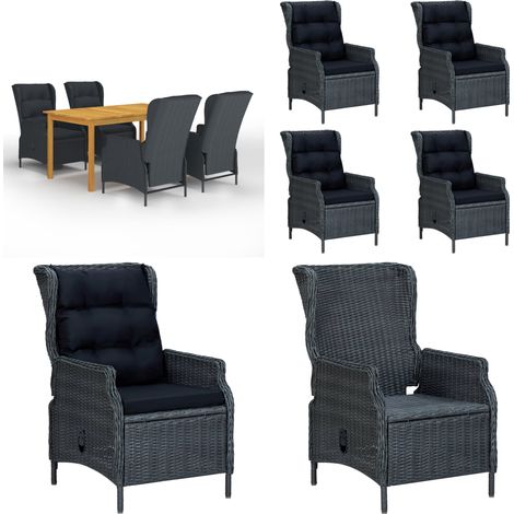 Ensemble à manger de jardin 5 pcs Gris foncé - Salon De Jardin - Mobilier De Jardin - Table De Jardin - Chaises De Jardin - Acacia - Home & Living