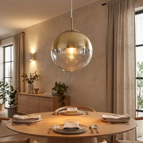 Plafonnier suspendu sommeil chambre d'amis lampe à pendule boule de verre or dans un ensemble comprenant des ampoules LED