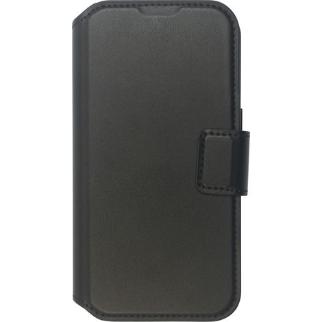 Funda tipo cartera eSTUFF infinite milan para iPhone 16 Pro, color negro. Material: 50 % PC reciclado + 37 % PU reciclado, ES67160104