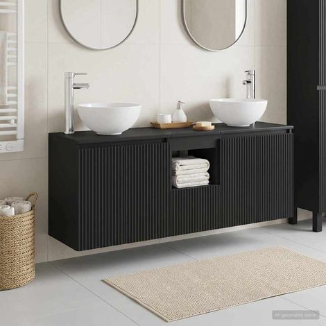 vidaXL Bathroom Cabinet Set 3 pcs Black 129 x 41 x 80 cm (1/5)
