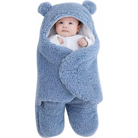 Coperta con cappuccio per neonati - Sacco nanna - Calda coperta invernale in pile - Con gambe - Per passeggino da 1 a 6 mesi (5565 cm)
