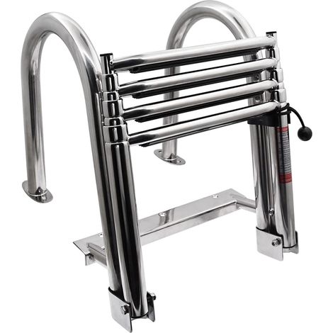 Échelle de Bateau 4 Marches en Acier Inoxydable, Échelle de Piscine et Ponton avec Marches Antidérapantes Capacité 200kg Echelle Telescopique pour Piscine, Bateau, Quai (1/5)