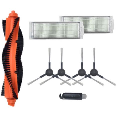 Accessoires d'aspirateur compatibles avec l'aspirateur robot Xiaomi Mi, 2 filtres Hepa, 4 brosses latérales, 1 brosse principale, 1 outil de nettoyage des pièces du moteur (1/4)
