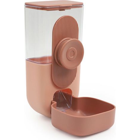 Dispensador automático de comida para conejos, 822 ml, alimentación por gravedad colgante, depósito de plástico rosa duradero, gran capacidad. (1/5)