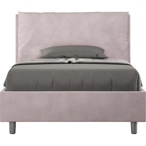 Letto una piazza e mezza rivestito in Microfibra con cuscini xl - ANTEA LARGE - Dimensione Rete: 120x200 - Colore: Glicine - Tipologia Letto: Con Rete e Contenitore