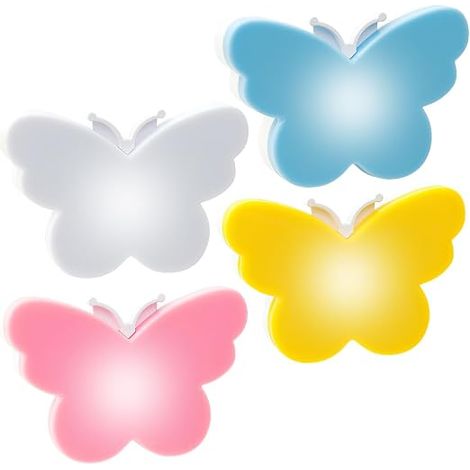 Children's LED Night Light, 4 Pcs Children's Night Light for Electric Socket, Lamp for Children Night with Twilight Sensor, Kawaii Deco Gift for Bedroom, Hallway, Stairs, Living Room (Butterfly) (1/5)