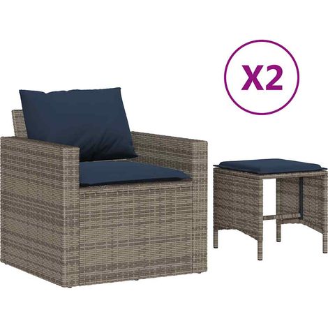 Maison Exclusive - Set Divani da Giardino 4 pz con Cuscini in Polyrattan Grigio (1/5)