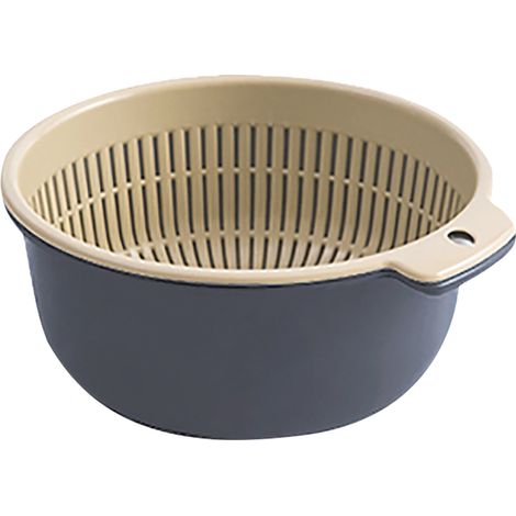 Panier de Lavage Légumes Fruits Rond Double Couche Passoire Cuisine Bleu pour Nettoyage Aliments (1/5)